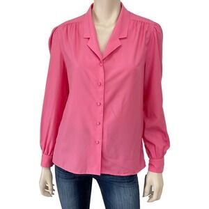 Ship n Shore Top Women Size 8 Pink Long Sleeve Button Down Blouse NWT VTG